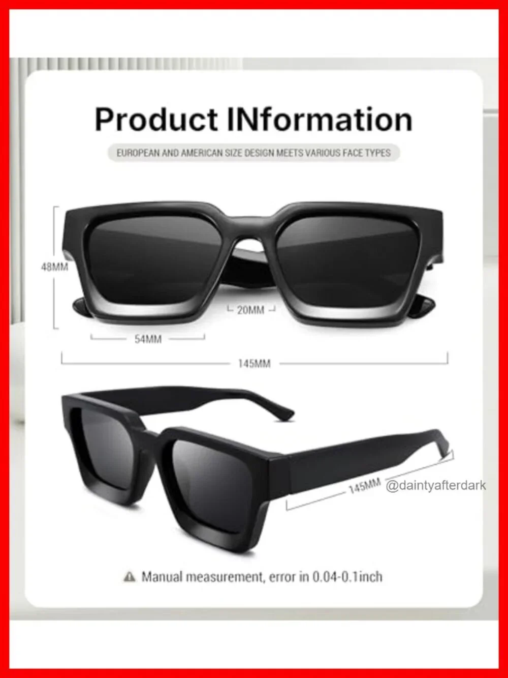 Square Thick Frame Sunglasses Designer Style UV Protection Unisex
